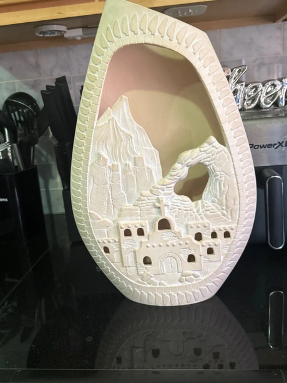 Unk Cream Ceramic Village Niche Wall Accent